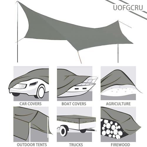 Waterproof Poly Tarp 5x15m with Grommets Grey I5834
