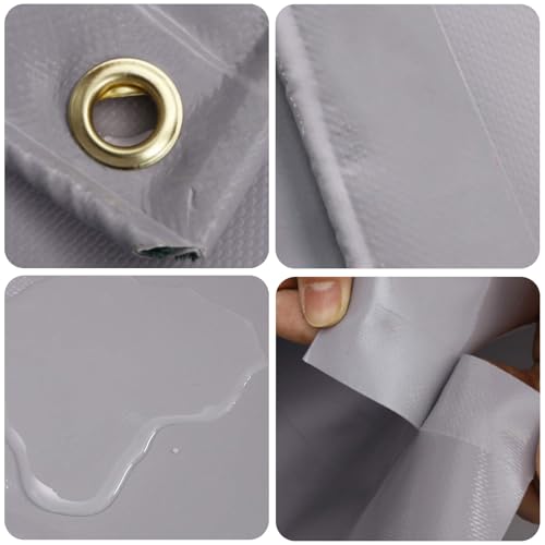 Waterproof Poly Tarp 5x15m with Grommets Grey I5834