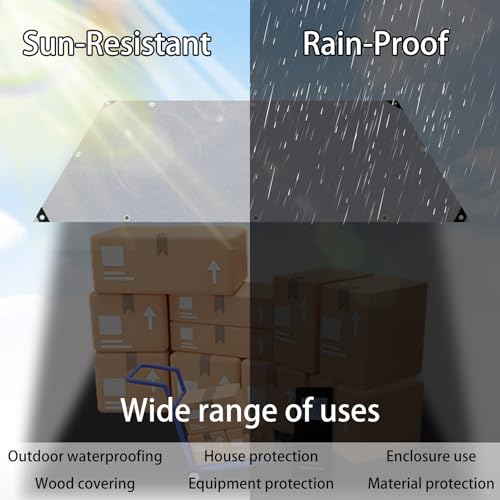 Waterproof Poly Tarp 5x15m with Grommets Grey I5834
