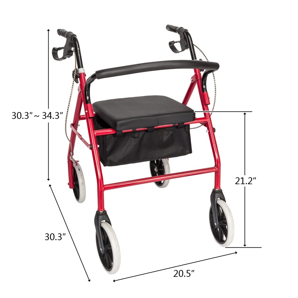 Red Rolling Walker with Seat B3661