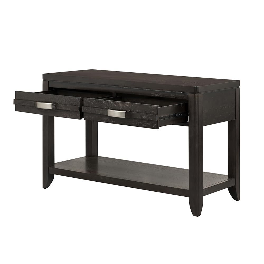 Two-Drawer Console Table with Metal Detailing and Oak Veneer F1137
