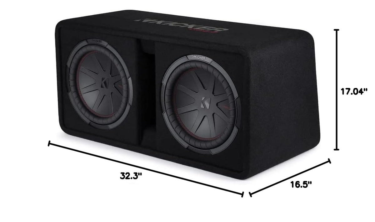 Dual 12" 1000W RMS 2 Ohm Loaded Subwoofer Enclosure & Amp Package V9924