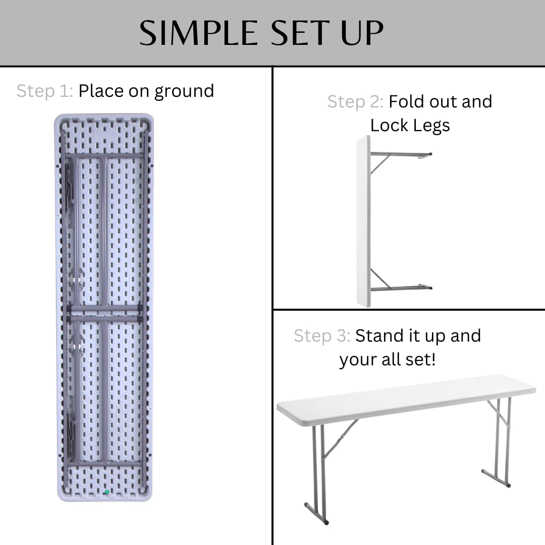 White Granite Plastic Folding Training Table Set of 2 O208