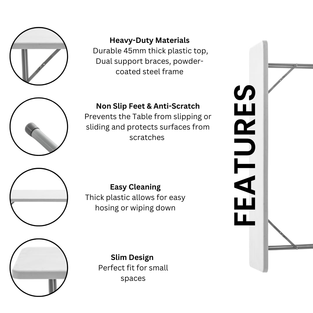 White Granite Plastic Folding Training Table Set of 2 O208