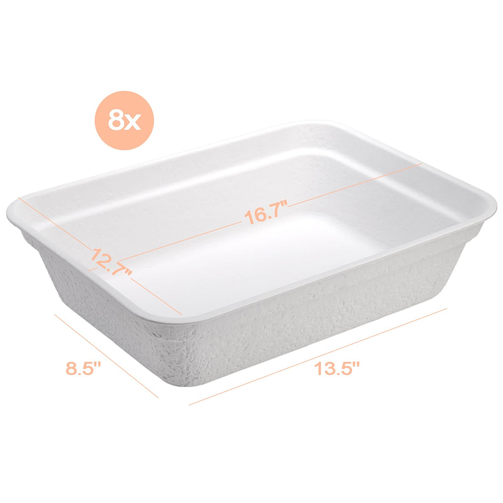 8 Pack White Cardboard Disposable Cat Litter Boxes D1935