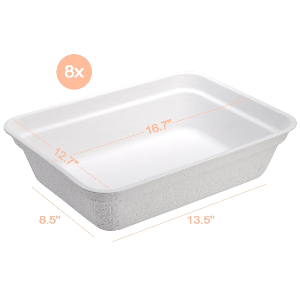 8 Pack White Cardboard Disposable Cat Litter Boxes D1935