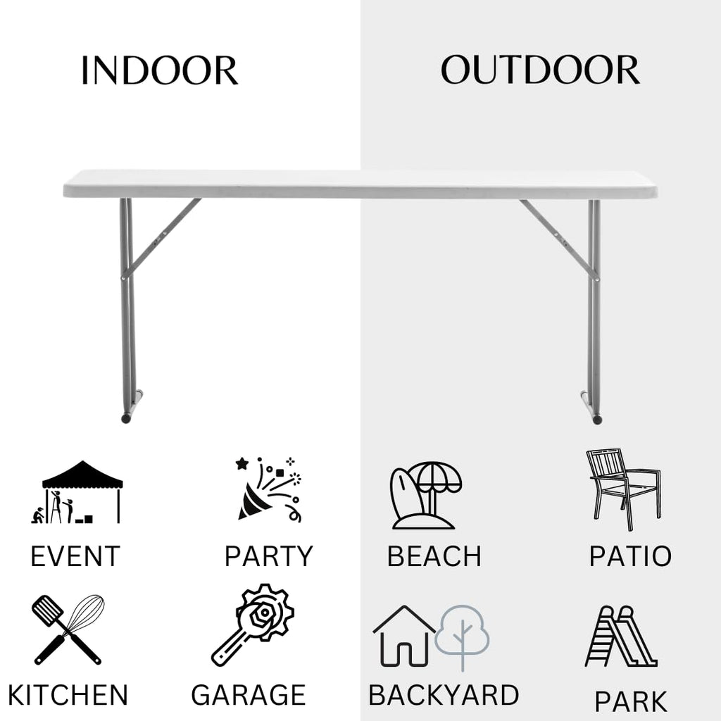White Granite Plastic Folding Training Table Set of 2 O208