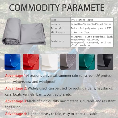 Waterproof Poly Tarp 5x15m with Grommets Grey I5834