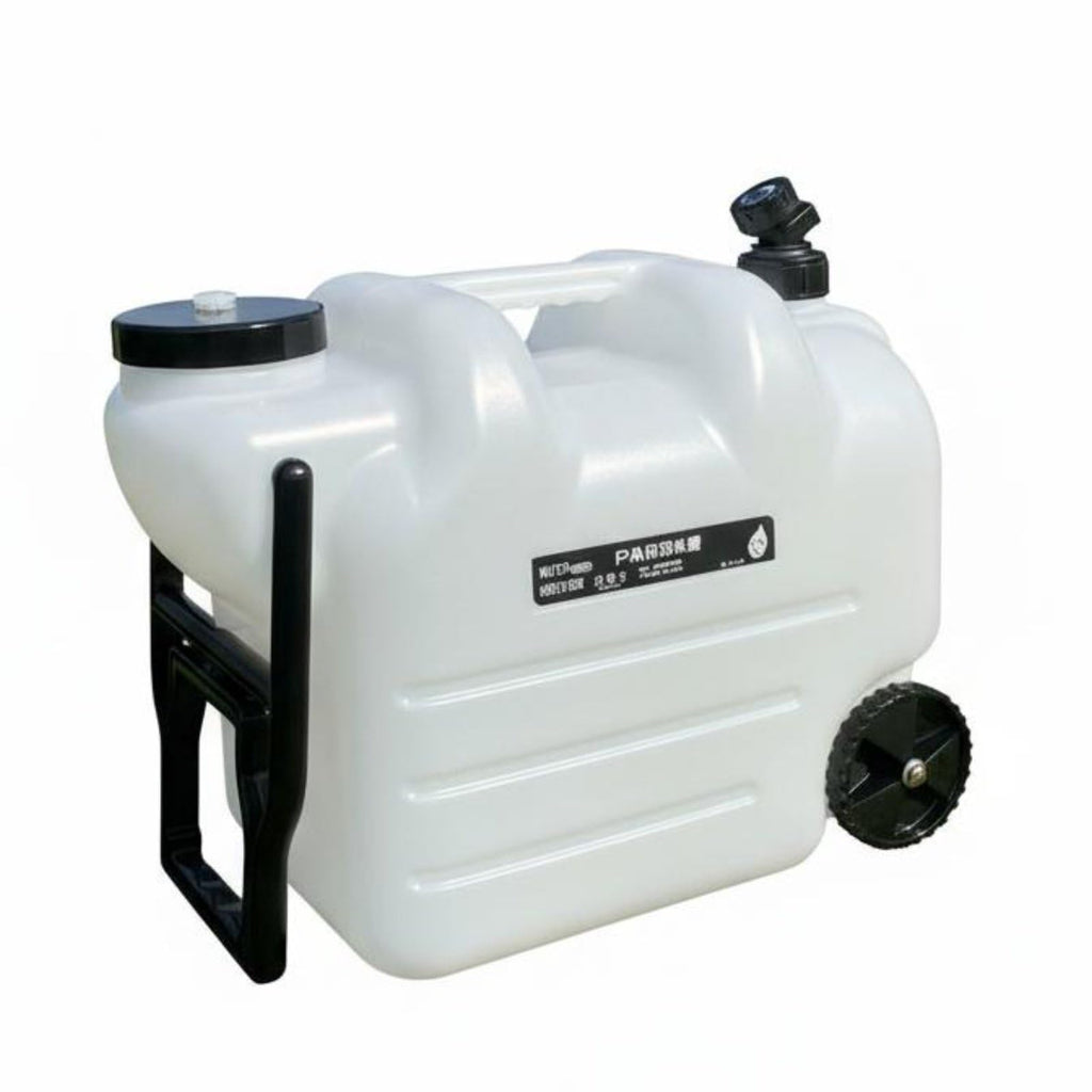 Black Portable Water Container with Faucet and Wheels Y976