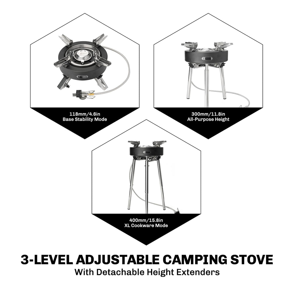 Camping Stove 4400W Gas Stove with Dual Preheating Tube X383