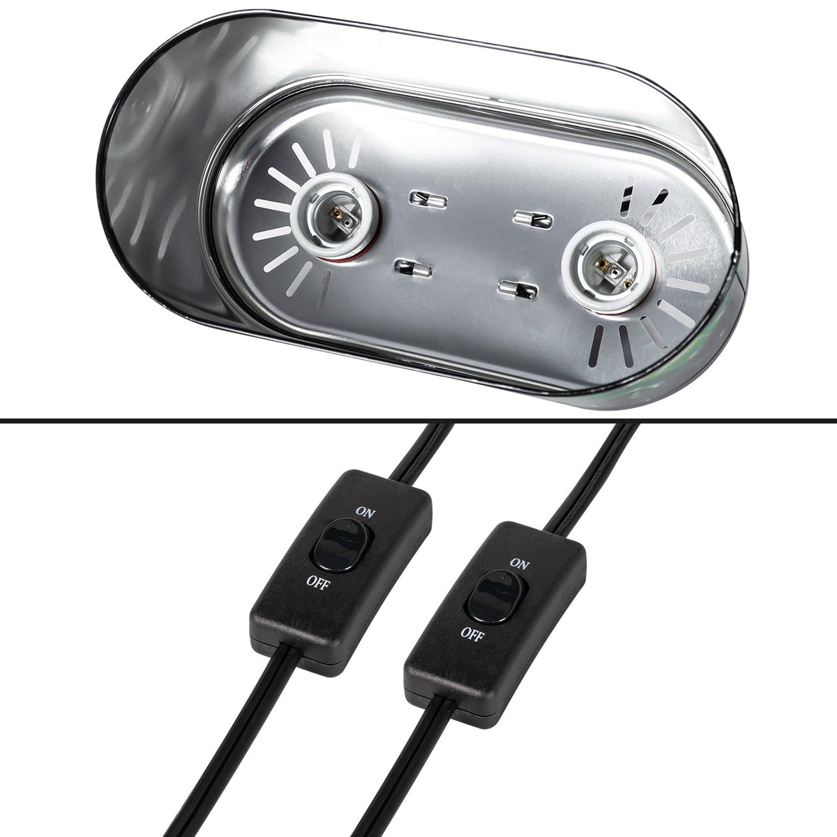 Reptile Dome Light Dual Fixture for 2 Light Bulbs C1046