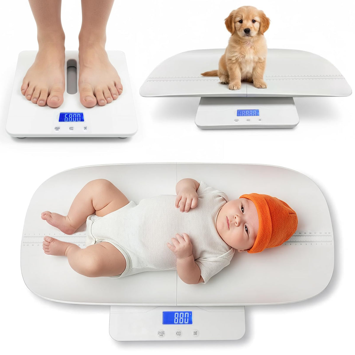 Baby Scale with Measuring Tray, LCD, 3 Weighing Modes C88333