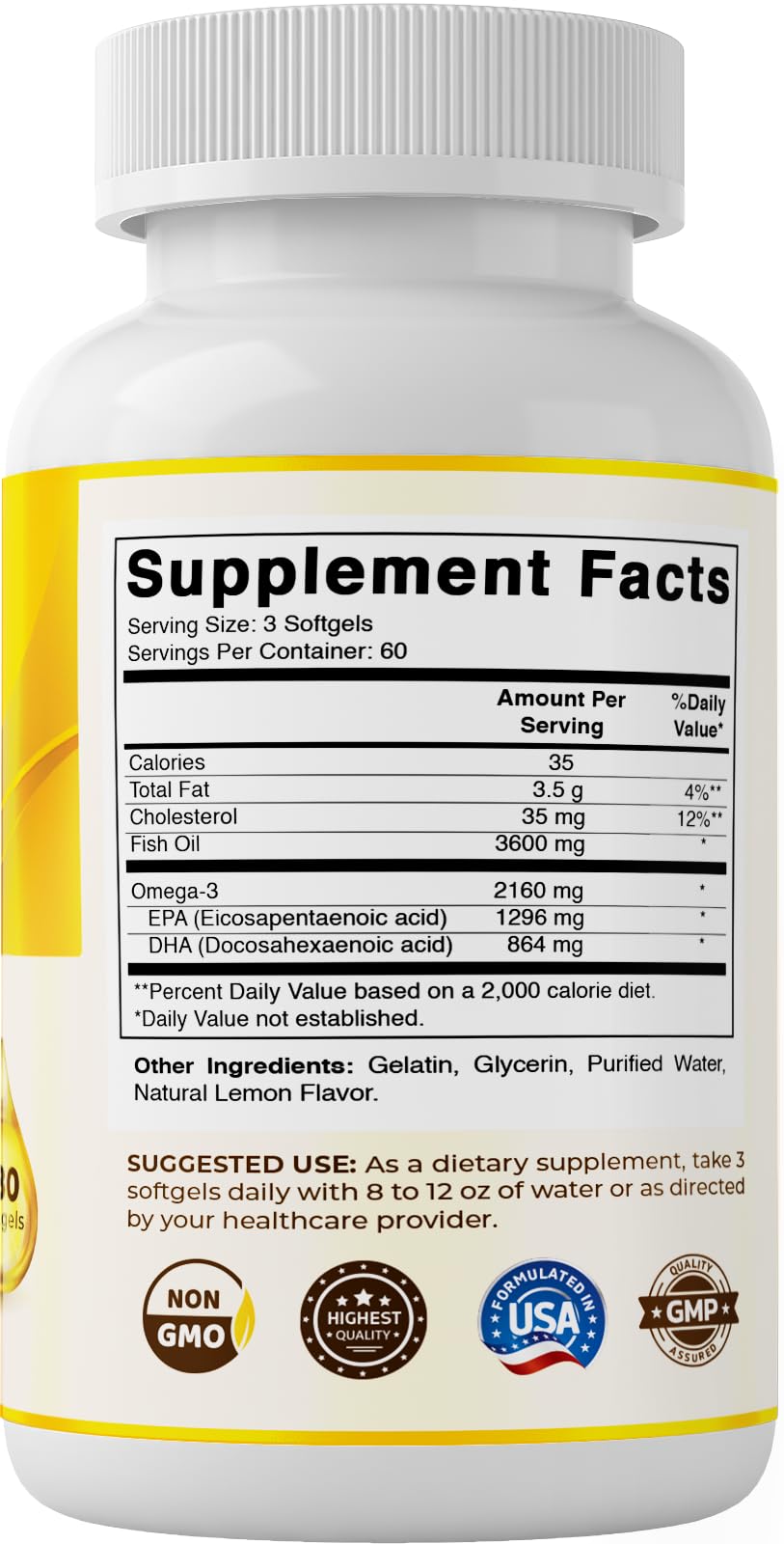 Omega 3 Fish Oil 3600mg Softgels P684