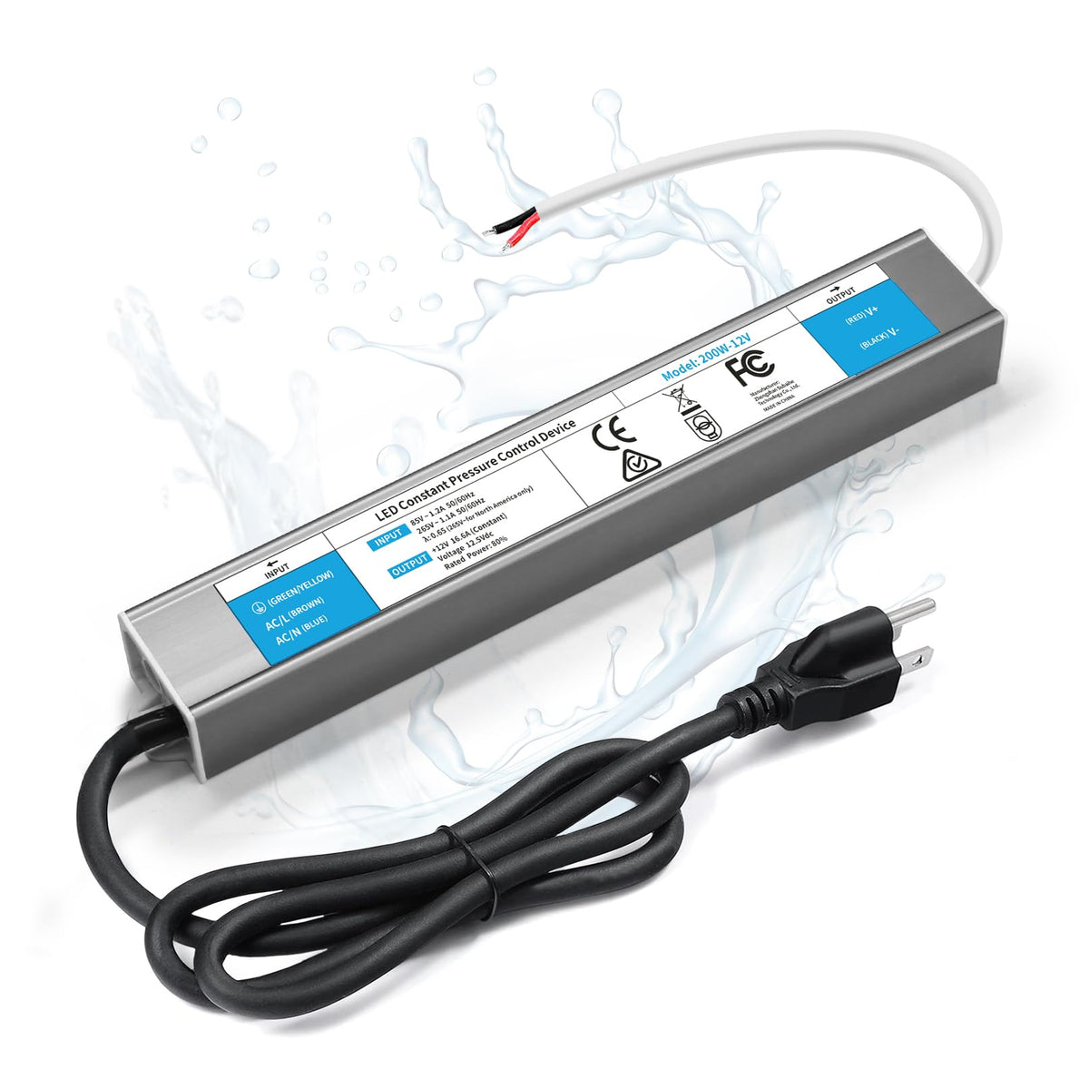 200 Watts Waterproof IP67 LED Driver 85V-265V AC to 12V DC Converter Y701784