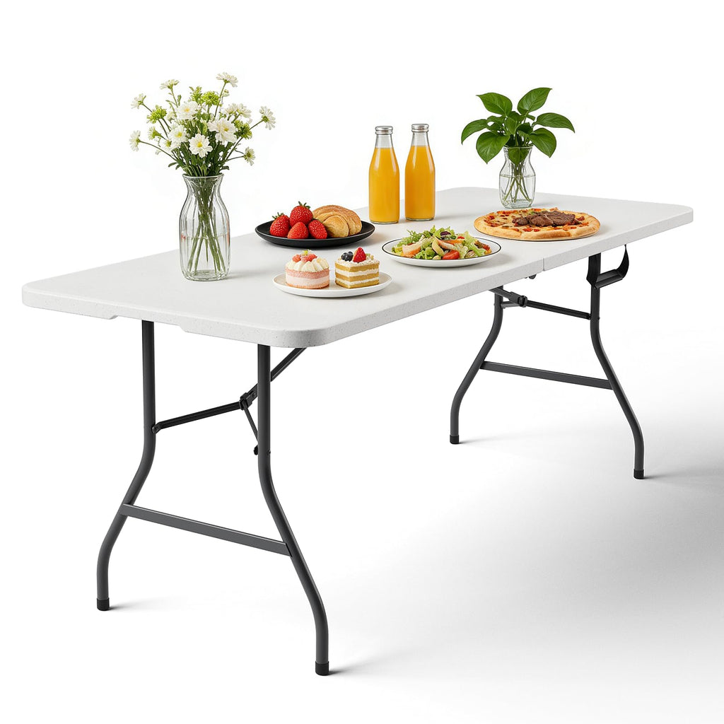 6FT Heavy Duty Plastic Folding Table with Steel Legs P301545