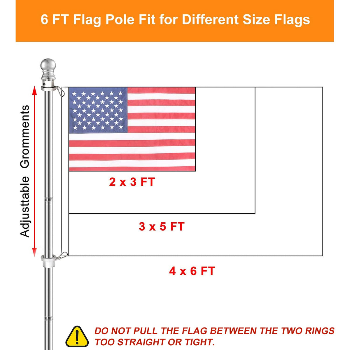 6 FT Stainless Steel Flag Pole Q46873