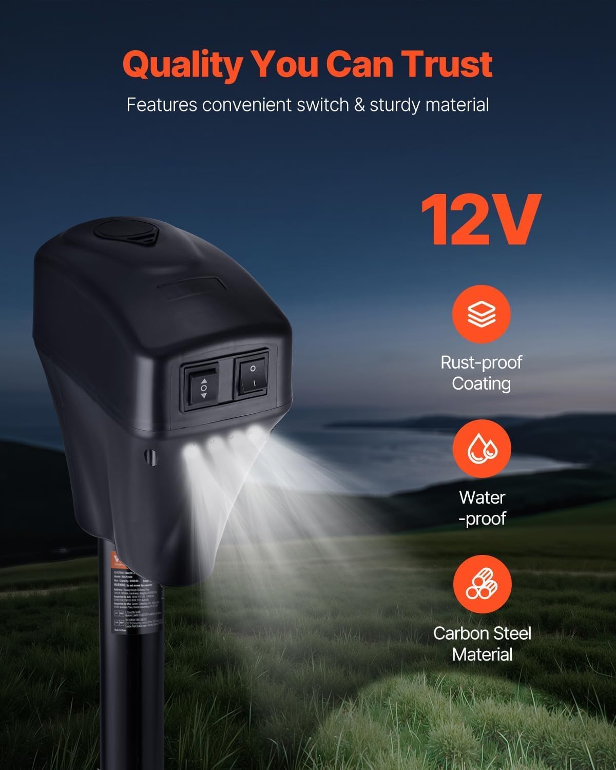 12v DC Electric Tongue Jack with Waterproof Cover M4726