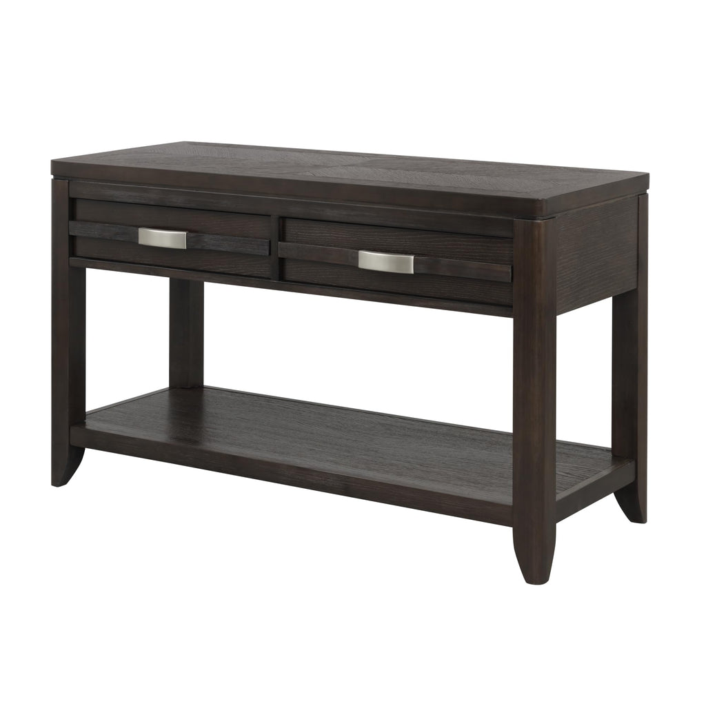 Two-Drawer Console Table with Metal Detailing and Oak Veneer F1137