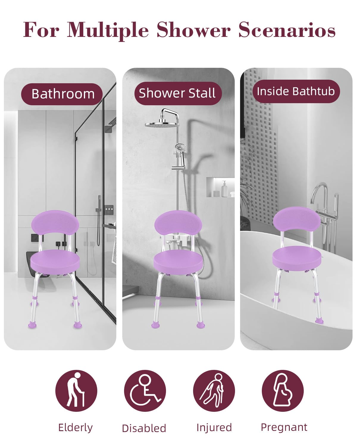 Swivel Shower Chair with Backrest Z69672