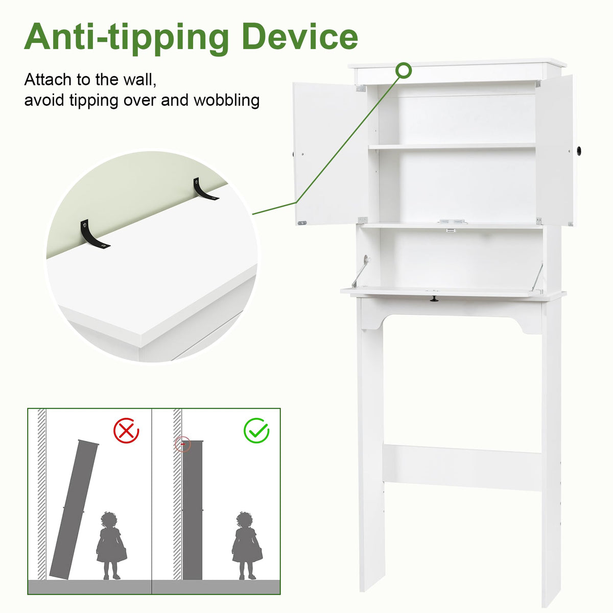 White Over The Toilet Storage Cabinet V5946