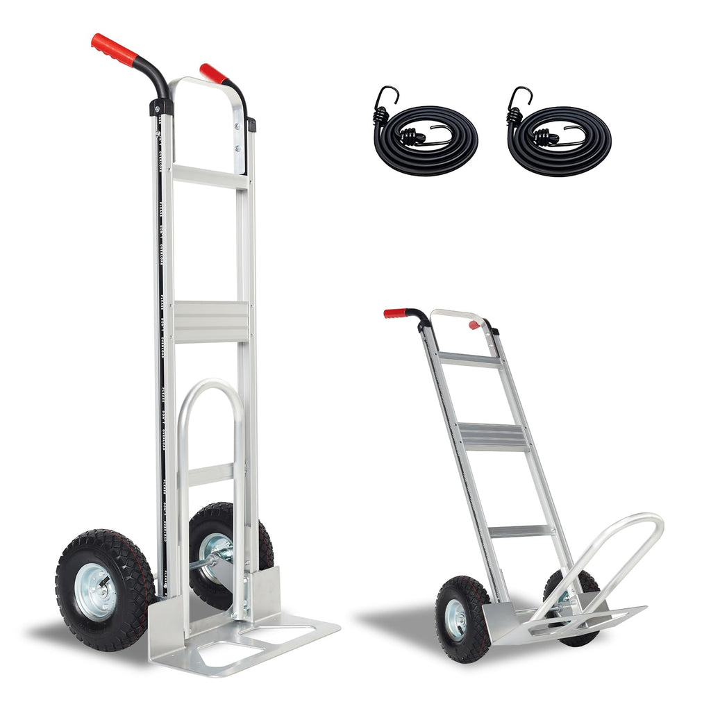 Aluminum Hand Truck Dolly Cart with 10" Pneumatic Tire, 600 LBS Capacity T36623