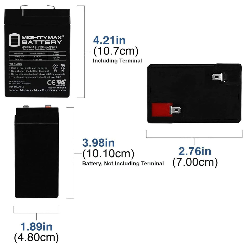 6V 4.5AH SLA Battery 2 Pack T36020