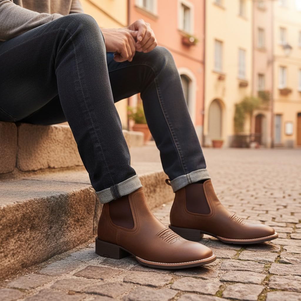 Slip-On Square Toe Western Boots L11071