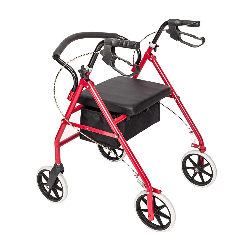 Red Rolling Walker with Seat B3661