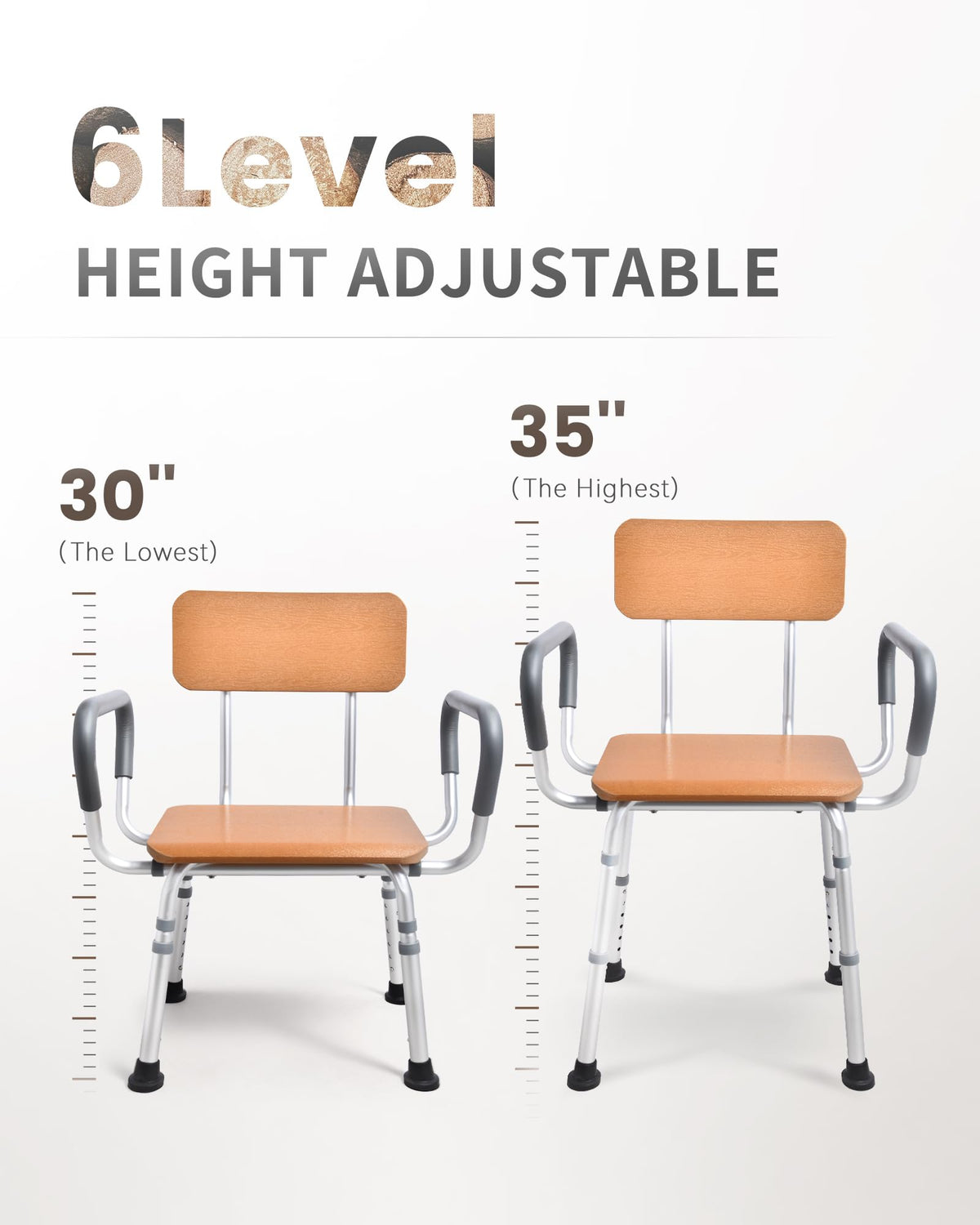 Height Adjustable Shower Chair with Arms and Back L4697