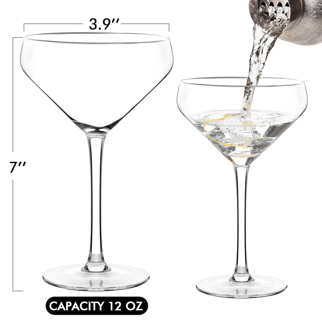 Coupe Cocktail Glasses Set of 4 Hand Blown Crystal 12Oz V56094