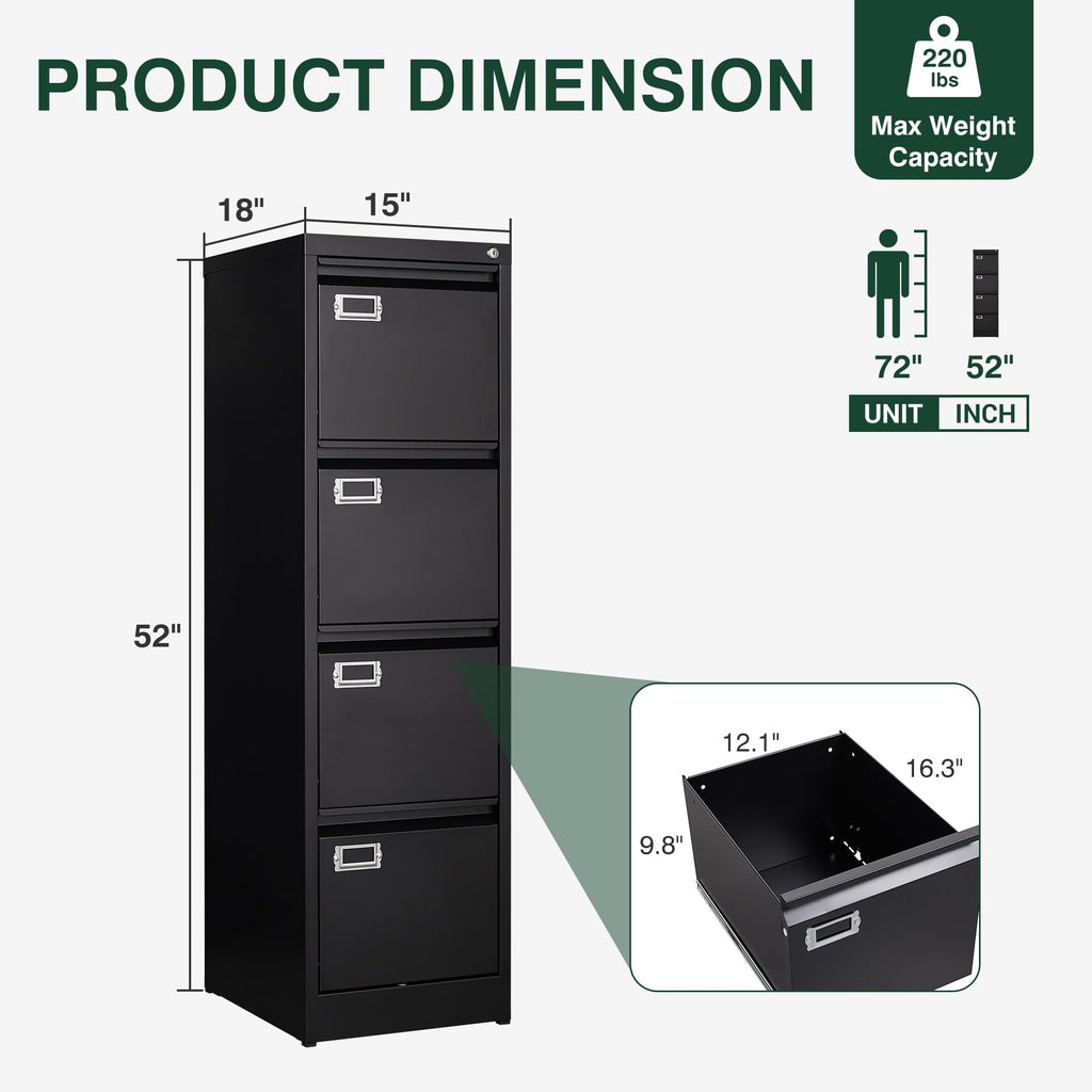 4 Drawer Metal File Cabinet with Lock K893