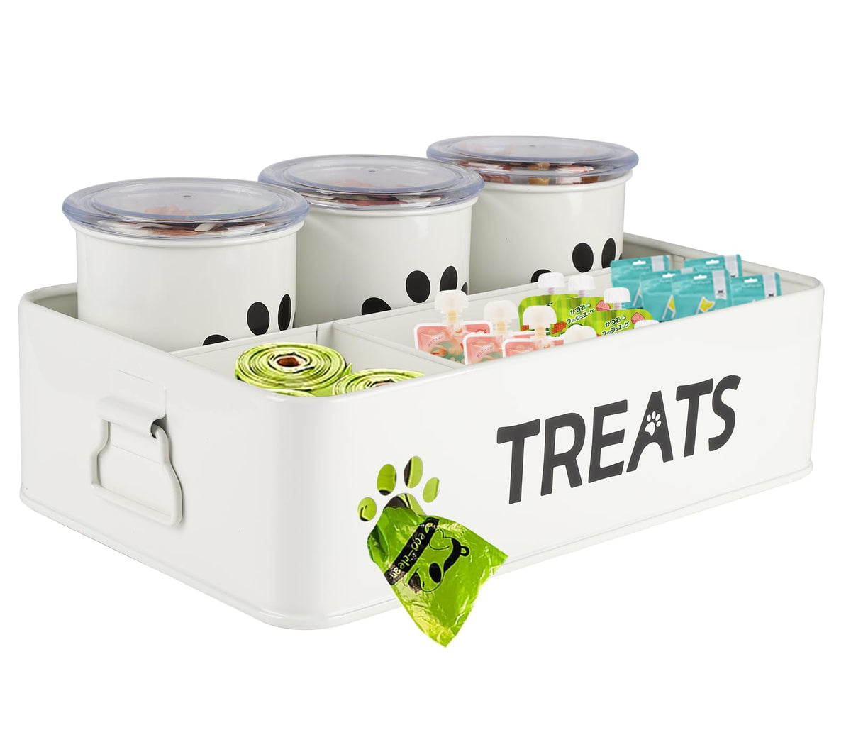 28oz Metal Dog Treat Container Set of 3 White X351