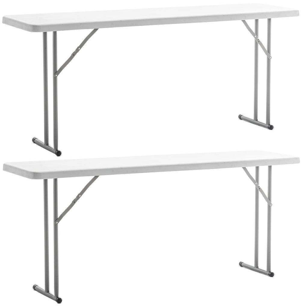 White Granite Plastic Folding Training Table Set of 2 O208
