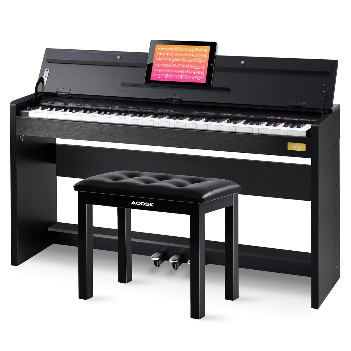 88-Key Weighted Piano with Stand, Pedals & Bench Y382611