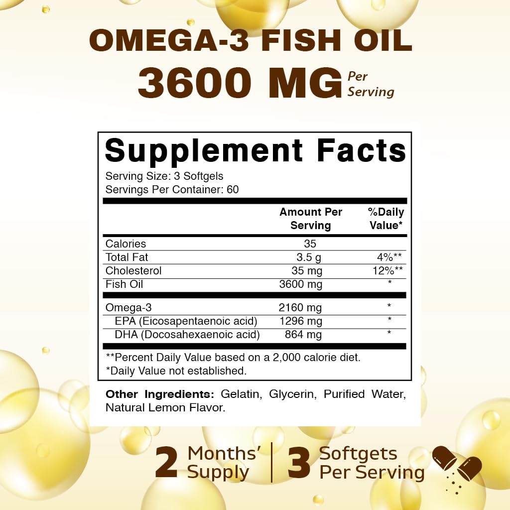 Omega 3 Fish Oil 3600mg Softgels P684