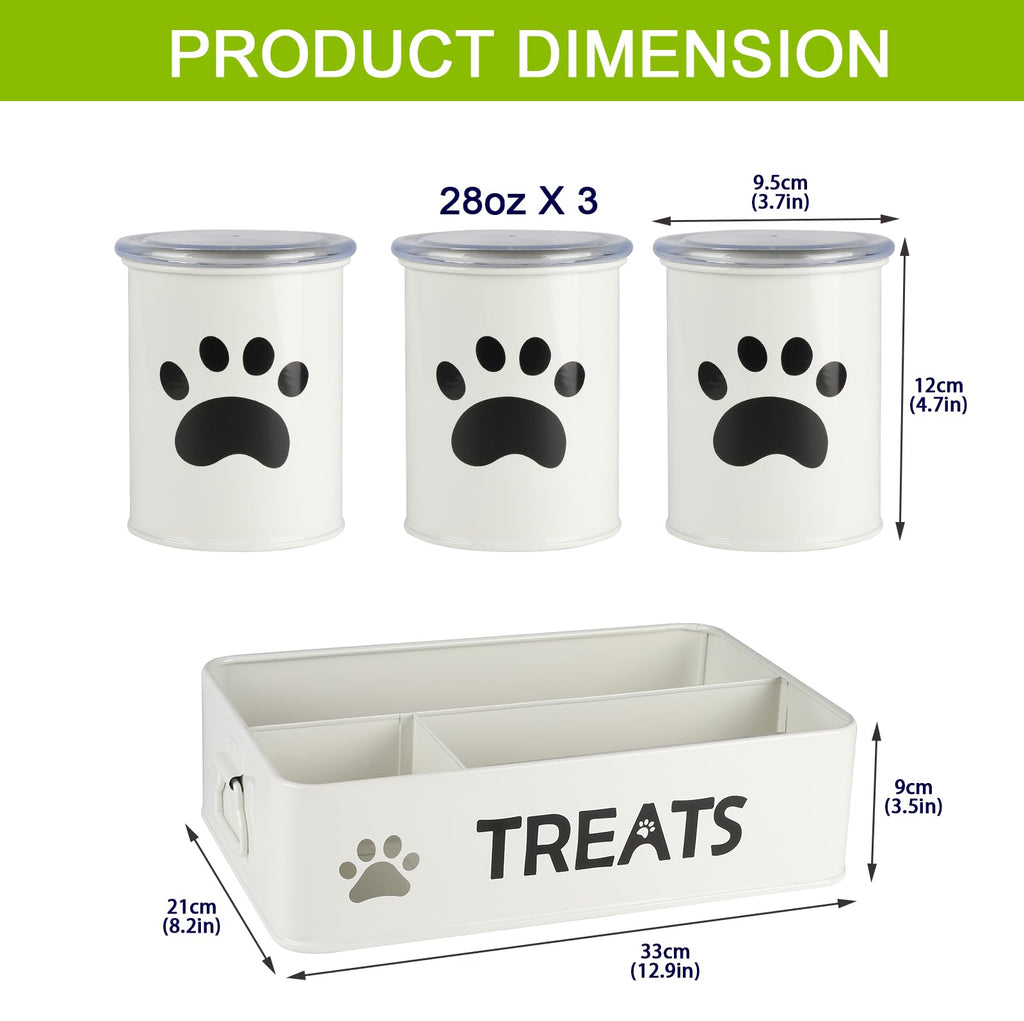 28oz Metal Dog Treat Container Set of 3 White X351