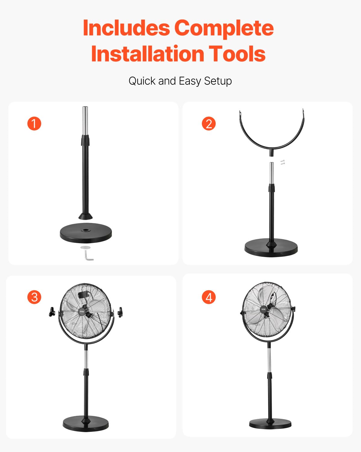 20 Inch 3 Speed Adjustable Height Pedestal Fan L39428