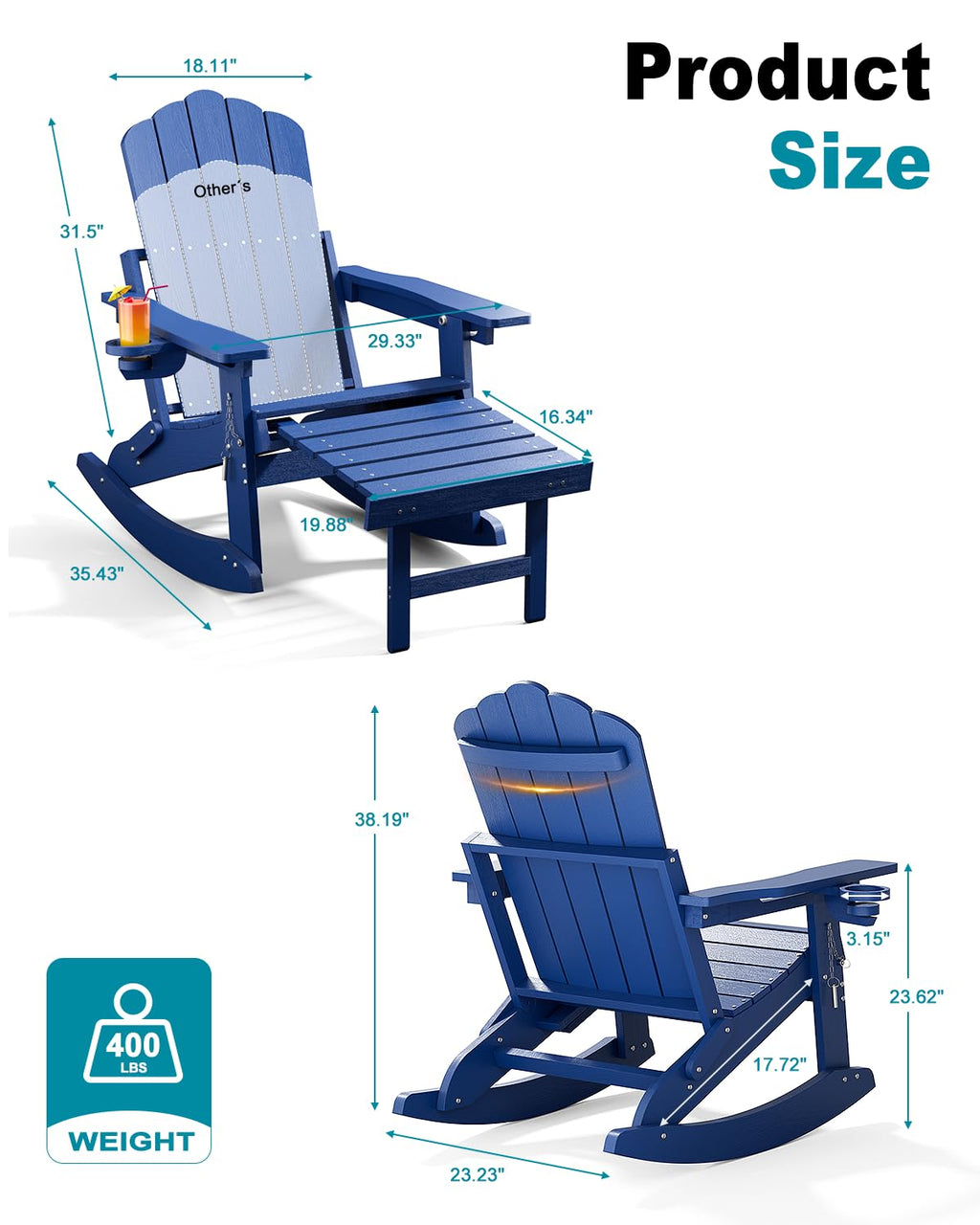 Folding Adirondack Rocking Chair with Ottoman P9803