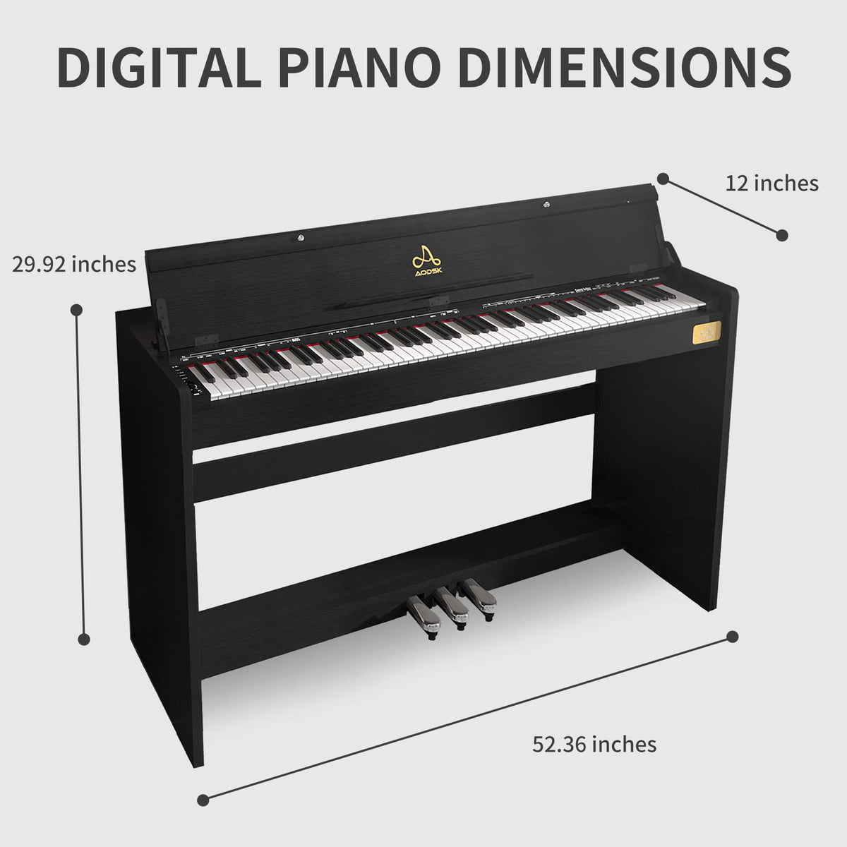 88-Key Weighted Piano with Stand, Pedals & Bench Y382611
