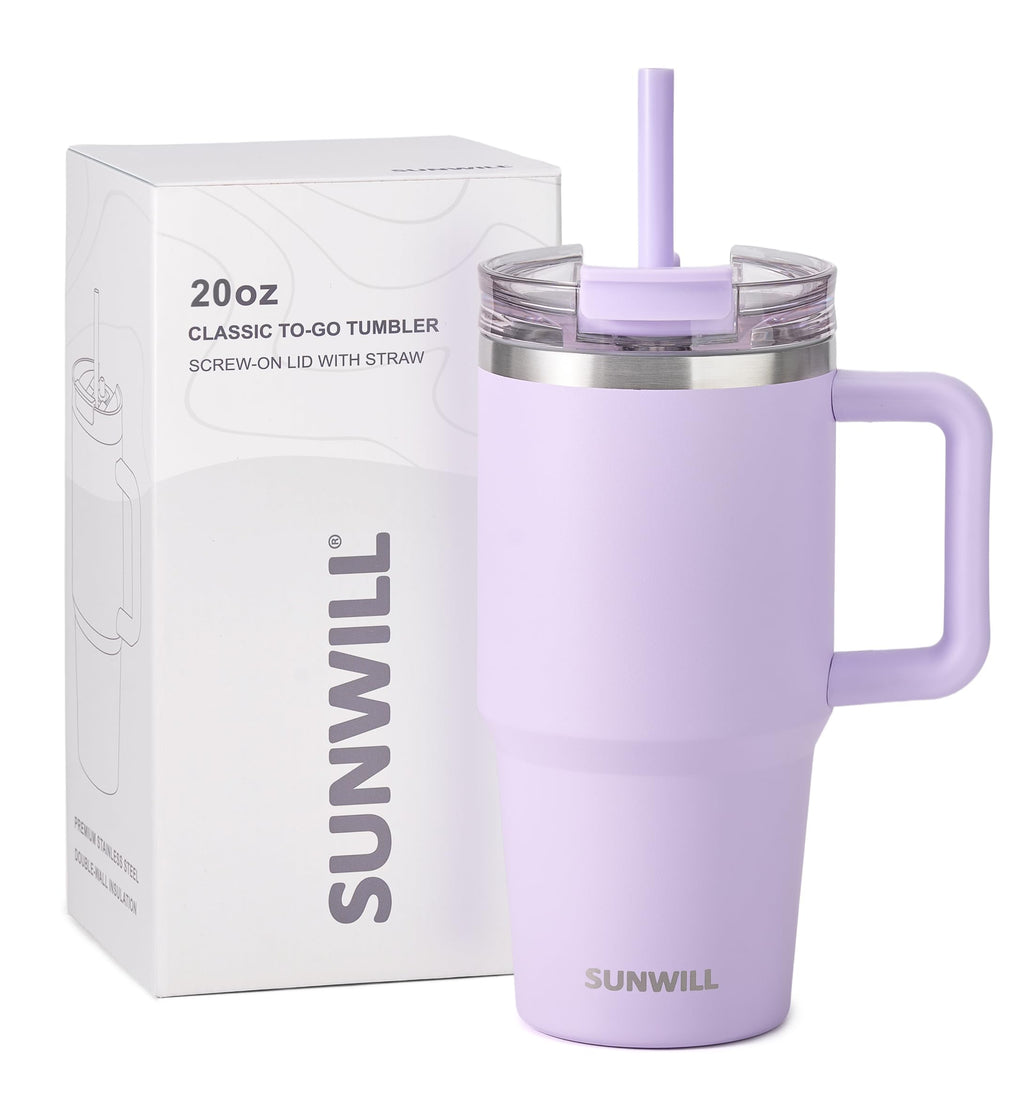 20 oz Insulated Stainless Steel Tumbler with Handle and Straw I22700