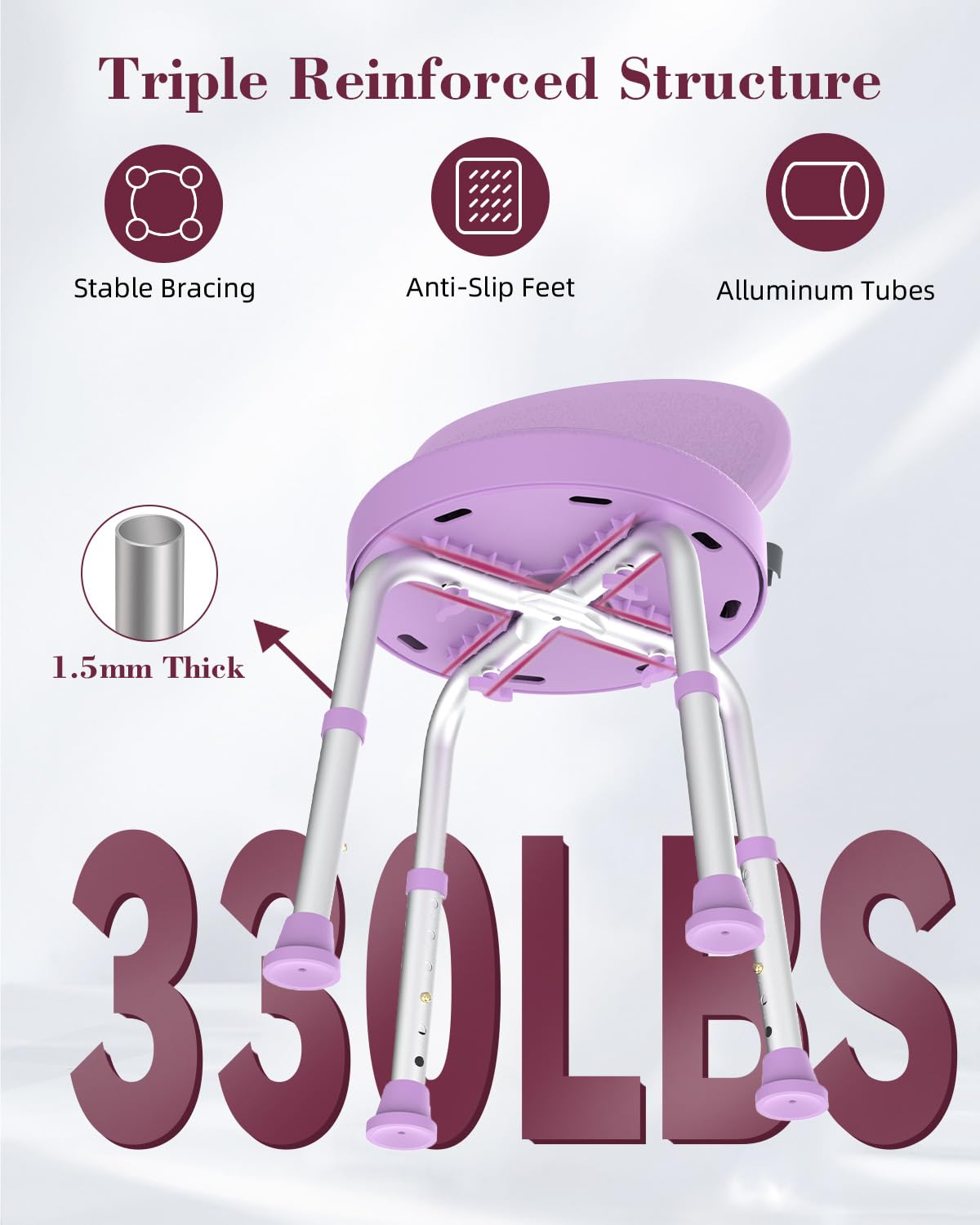 Swivel Shower Chair with Backrest Z69672