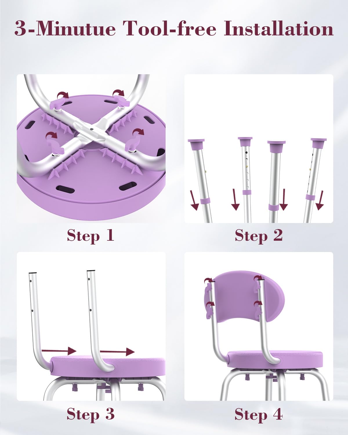 Swivel Shower Chair with Backrest Z69672