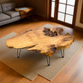 Natural Wood Coffee Table with Metal Hairpin Legs X41774