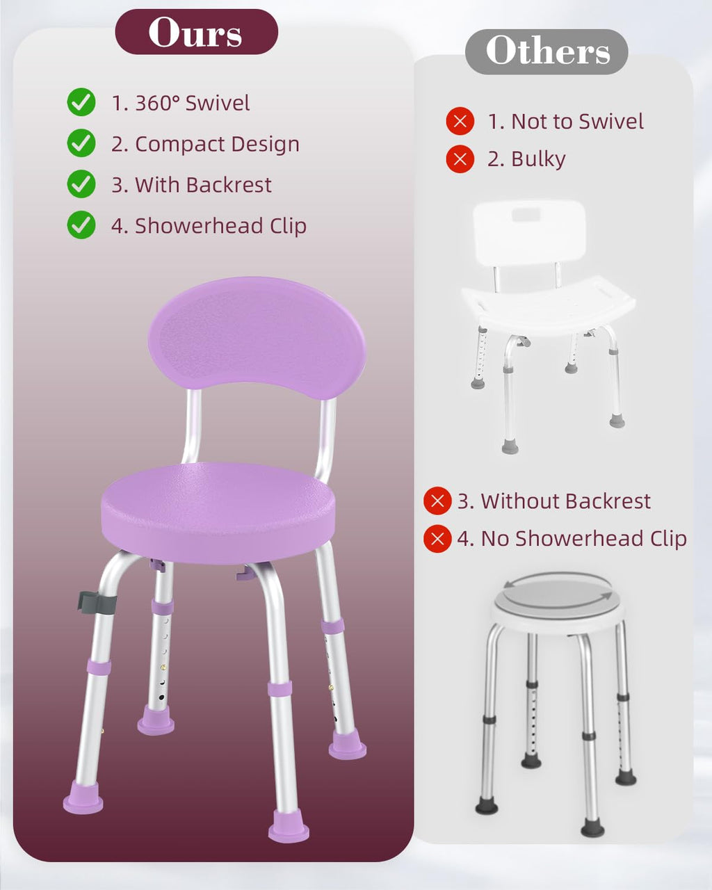 Swivel Shower Chair with Backrest Z69672
