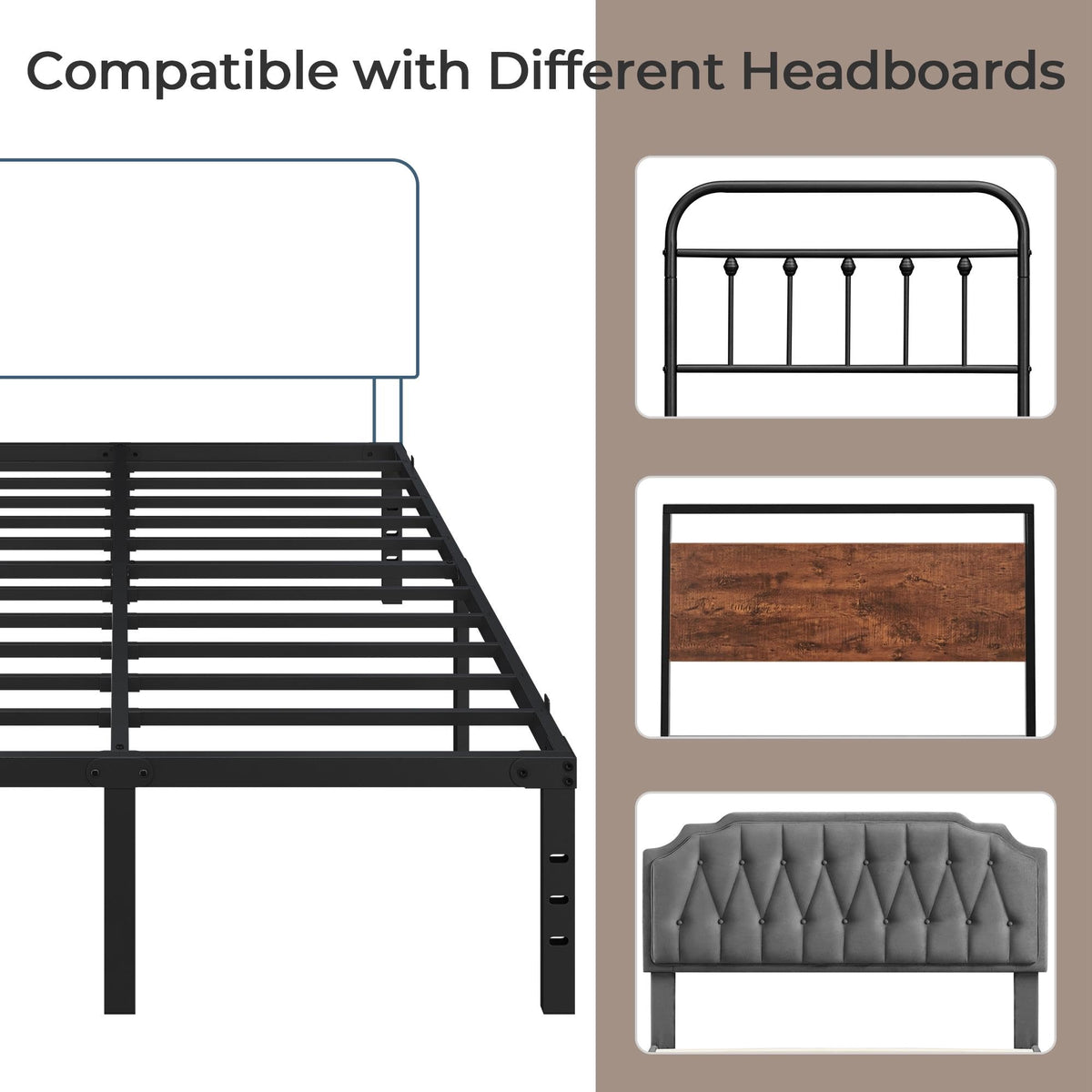 14 Inch Queen Size Black Metal Platform Bed Frame M32354