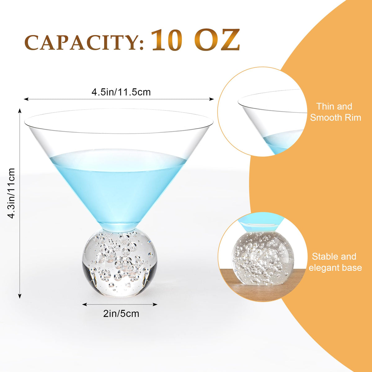 10oz Stemless Martini Glasses Set of 4 R710