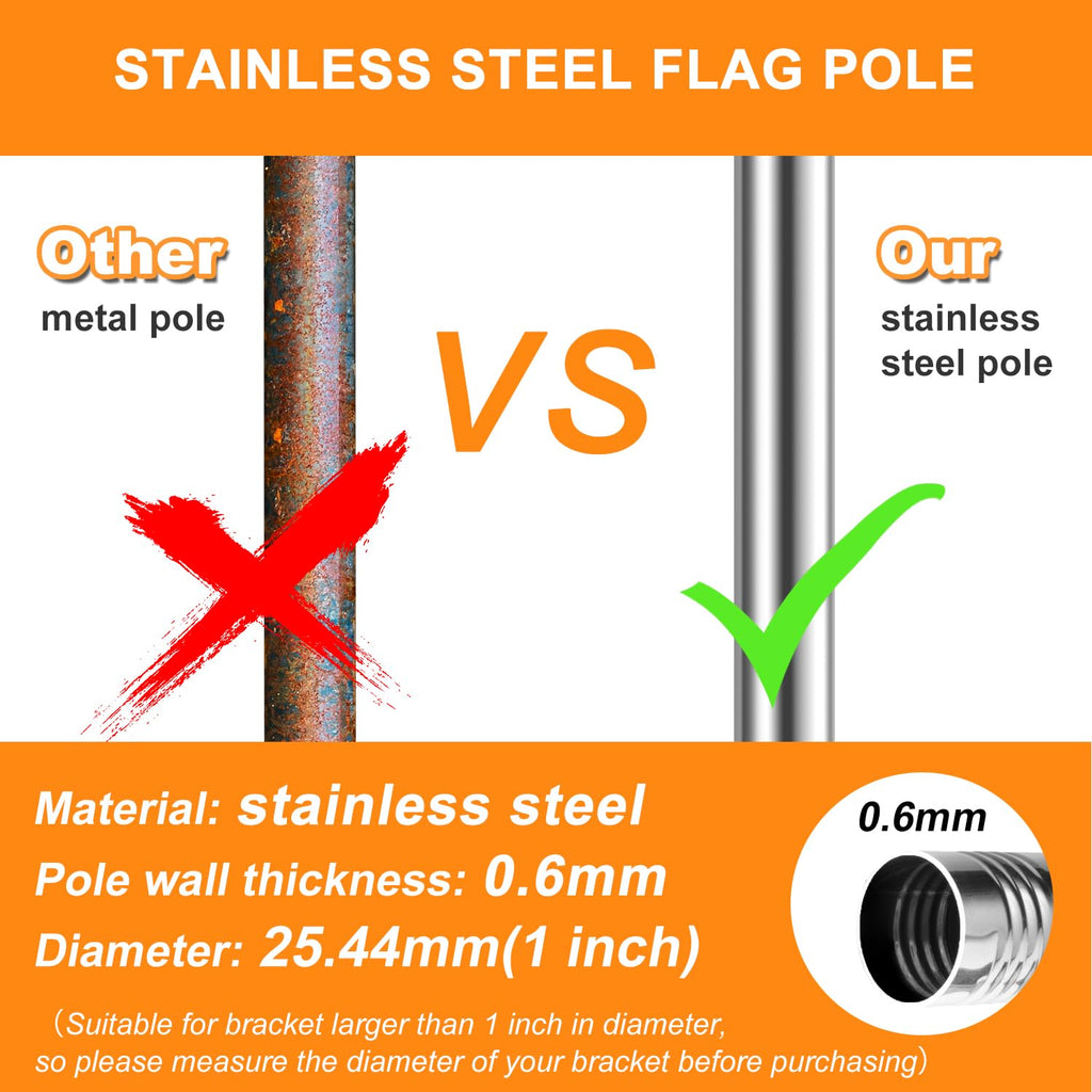 6 FT Stainless Steel Flag Pole Q46873