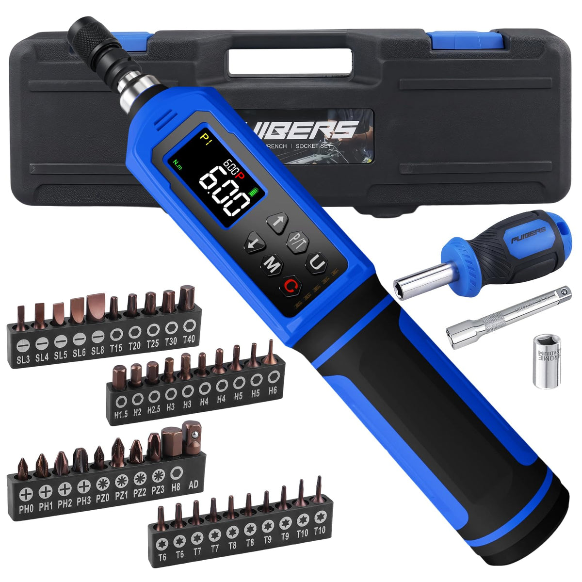 46 Pcs Digital Torque Screwdriver Set 1/4" Adjustable Q896
