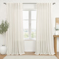 72 Inch Wide Linen Sheer Curtains, 84 Inch Long, 2 Panels Set Y765327