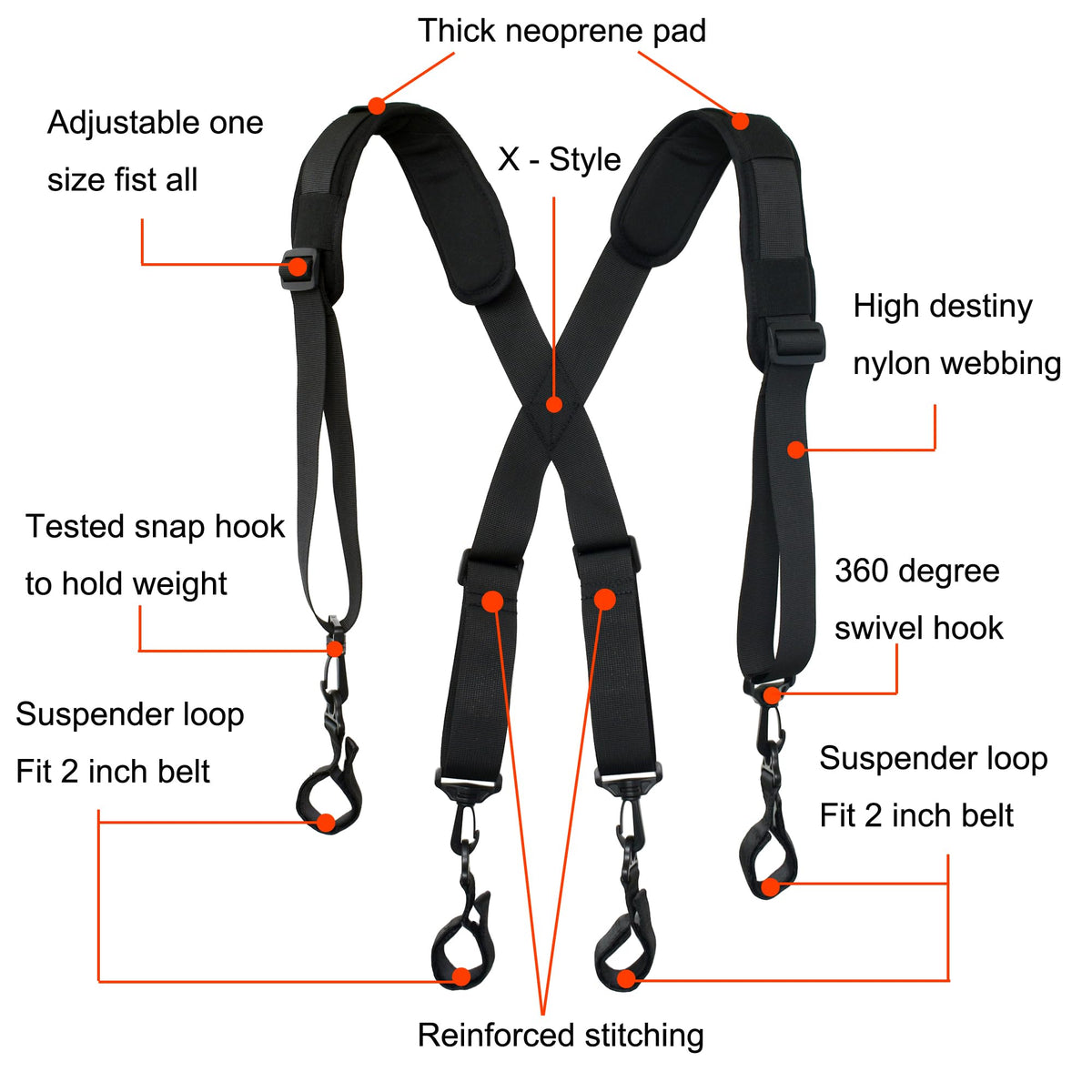 Adjustable Padded Tool Belt Suspender C897